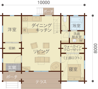 แบบบ้านไม้ญี่ปุ่นชั้นเดียว เพดานสูง มีระเบียงหน้าบ้าน