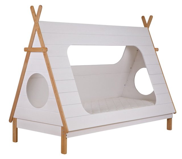 Beautiful children's bed, cottage style made of wood.